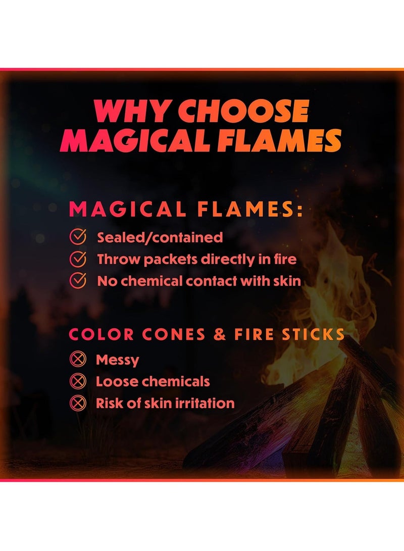 Magic Flame Fire Color Changing Pack - 12 Fire Color Packs for Fire Pits, Fireplaces, Bonfire Accessories - Camping Party Outdoor Supplies (30g per Pack) - Image 4